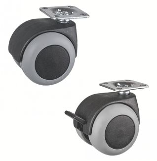 Roulette pour meuble pivotante, &agrave; platine