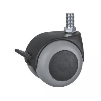 Roulette pour meuble pivotante, &agrave; tige filet&eacute;e, Avec frein