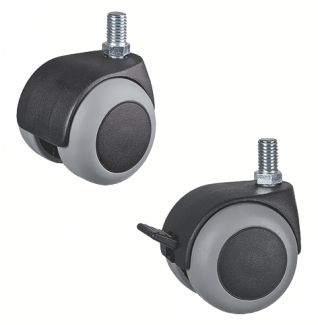 Roulette pour meuble pivotante, &agrave; tige filet&eacute;e