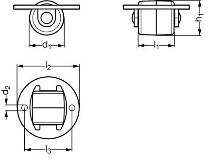 Roulette pour meuble fixe, &agrave; platine - Sch&eacute;ma