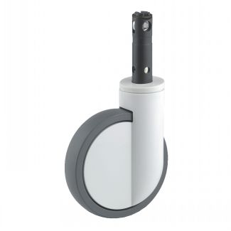 Roulette m&eacute;dicale pivotante, &agrave; tige, Avec blocage