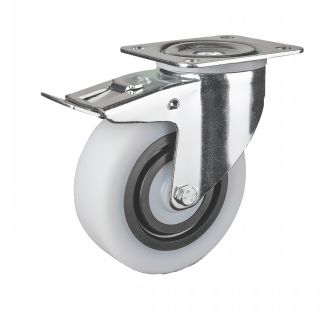 Roulette charge moyenne &agrave; platine, Pivotante, avec frein arri&egrave;re