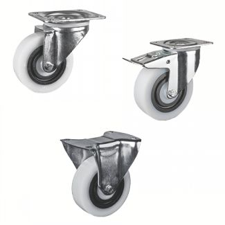 Roulette charge moyenne pivotante ou fixe, &agrave; platine