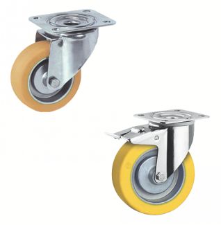 Roulette charge moyenne haute temp&eacute;rature, pivotante, &agrave; platine