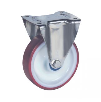 Roulette forte charge &agrave; platine, inox, Fixe, sans frein