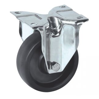 Roulette charge moyenne haute temp&eacute;rature, &agrave; platine, inox, Fixe, sans frein