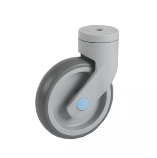 Roulette charge moyenne pivotante, &agrave; trou central, inox, Sans frein