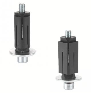 Fixation expansible inox, pour roulette &agrave; trou central et tube rond ou carr&eacute;