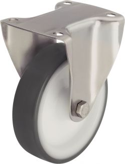 Roulette charge moyenne, à platine, inox, Fixe, sans frein