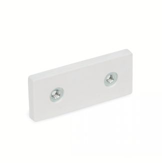 Aimant plat rectangulaire, avec trous taraud&eacute;s et protection caoutchouc, Blanc, 2 taraudages