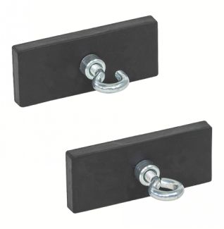 Aimant plat rectangulaire, avec crochet ou anneau et protection caoutchouc
