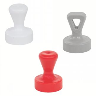 Aimant plat avec poign&eacute;e plastique, Sans oeillet, blanc