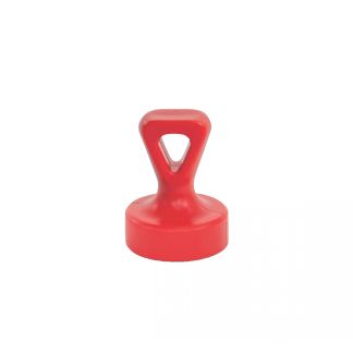 Aimant plat avec poign&eacute;e plastique, Avec oeillet, rouge