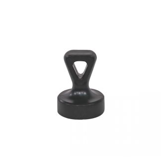 Aimant plat avec poign&eacute;e plastique, Avec oeillet, noir