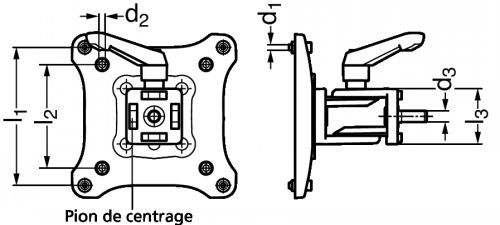 Support d'écran inclinable et pivotant, à blocage par manette indexable - Schéma