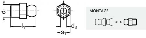 Raccord fileté pour système modulaire de lubrification - Schéma