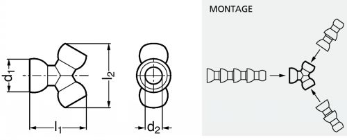 Raccord en Y pour système modulaire de lubrification - Schéma