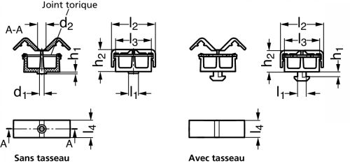 Clip serre-c&acirc;ble, 2 compartiments - Sch&eacute;ma