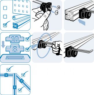 Crochet porte-outils, Pour profil&eacute; - Montage