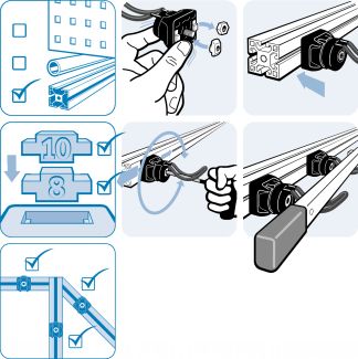 Crochet porte-outils, Pour profil&eacute; - Montage