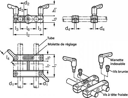 Connecteur de tube parallèle, avec réglage de précision - Schéma