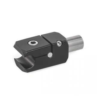 Connecteur de tube en T aluminium, pour guidage linéaire, Anodisé noir, avec axe