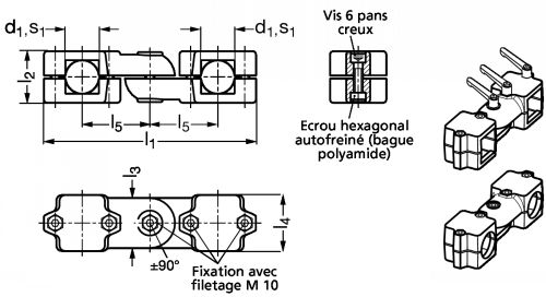 Connecteur de tube articulé aluminium - Schéma