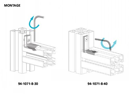 Equerre interne de fixation acier ou inox - Montage