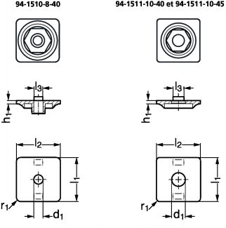 Plaque de fixation pour roulette pivotante - Sch&eacute;ma