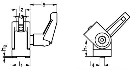 Raccord articul&eacute; &agrave; friction r&eacute;glable, avec manette indexable - Sch&eacute;ma