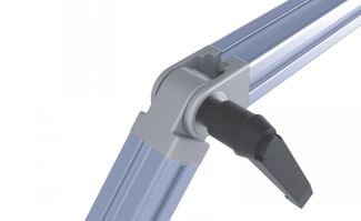Raccord articul&eacute; &agrave; friction r&eacute;glable, avec manette indexable - Exemple d'application