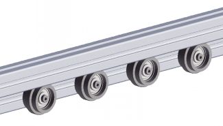 Galet de guidage pour profil&eacute;s aluminium, roulement &agrave; billes - Exemple d'application