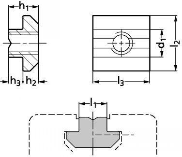 Tasseau en T acier ou inox, forme B - Sch&eacute;ma