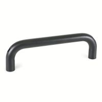 Poignée étrier aluminium, ronde, alésée, Pelliculée noir