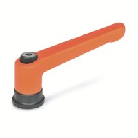 Manette indexable zamac, &agrave; palier, taraud&eacute;, Acier, orange