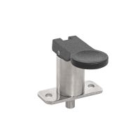 Doigt d'indexage avec levier et embase, inox, Avec dispositif de blocage, levier perpendiculaire