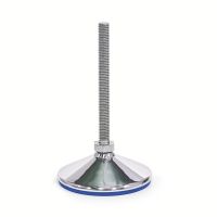Pied inox, à tige filetée, conforme FDA, Semelle bleue, sans écrou