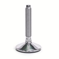 Pied inox à tige filetée avec six pans, conforme FDA, Semelle noire, sans écrou