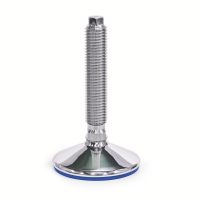 Pied inox à tige filetée avec six pans, conforme FDA, Semelle bleue, sans écrou