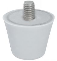 Butée silicone conique, à tige filetée inox, 55 Shore, Gris
