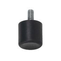 Butée caoutchouc cylindrique à bout concave, à tige filetée acier, 40 Shore 35-500