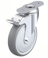 Roulette pour profil&eacute;s aluminium &agrave; platine, Pivotante, avec frein arri&egrave;re, d1 > 75 mm