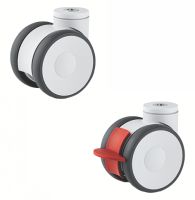 Roulette pour meuble pivotante, &agrave; trou central