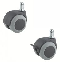 Roulette pour meuble pivotante, &agrave; tige &agrave; clips