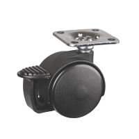 Roulette pour meuble pivotante, &agrave; platine, Avec frein