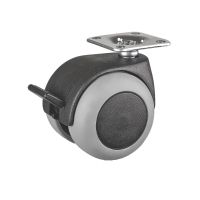 Roulette pour meuble pivotante, &agrave; platine, Avec frein