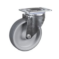 Roulette charge moyenne &agrave; platine, inox, Pivotante, sans frein