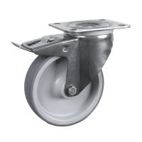 Roulette charge moyenne &agrave; platine, inox, Pivotante, avec frein arri&egrave;re