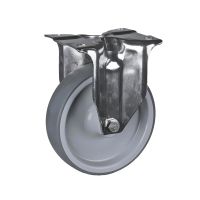 Roulette charge moyenne &agrave; platine, inox, Fixe, sans frein