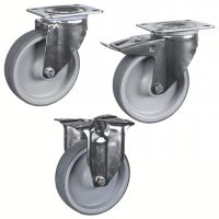 Roulette charge moyenne pivotante ou fixe, &agrave; platine, inox